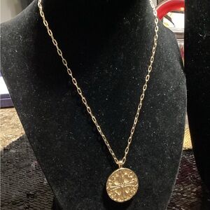 Reversible Gold Pendant Necklace with CZ Accent